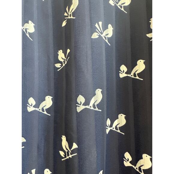 Cb Navy Blue Sheer Boho Blouse with White Birds on Branch Novelty Print - Picture 6 of 7